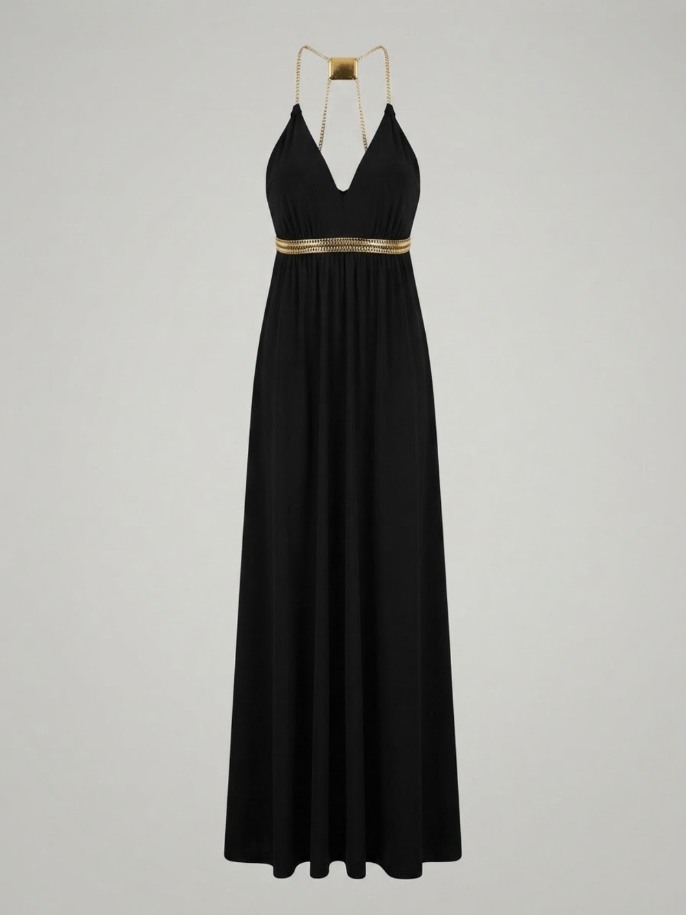 Ark & Co Black Dress with Gold Chain Waist Detail